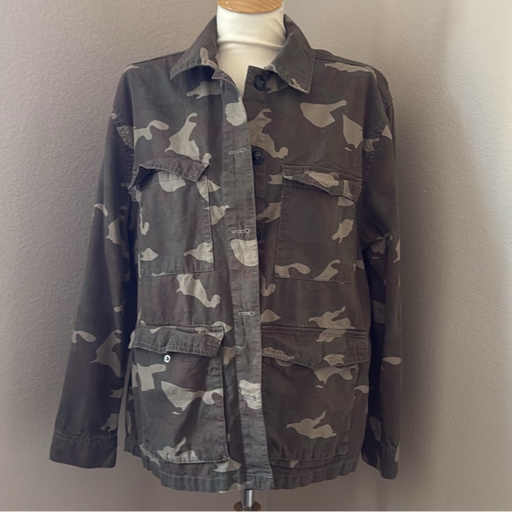 H&M Olive Green & Beige Camo Utility Jacket